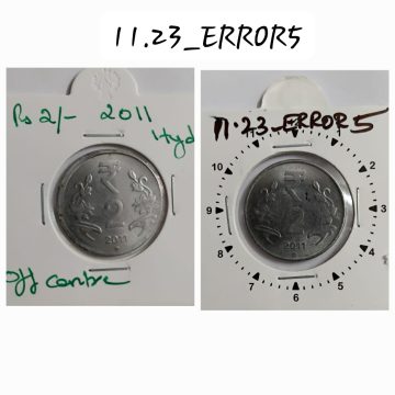 2 RUPEES 2011 HYDERABAD MINT 9.30  ROTATION ERROR COIN UNC