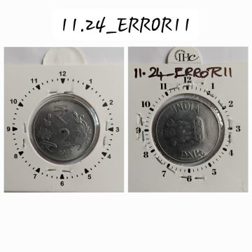 2 RUPEES 2012 KOLKATA MINT 9 O'CLOCK ROTATION ERROR COIN USED