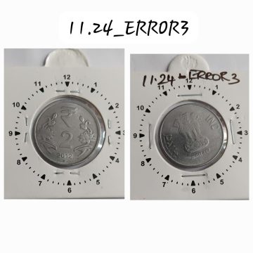 2 RUPEES 2012 HYDERABAD MINT 11 O'CLOCK ROTATION &OFF CENTRE ERROR COIN UNC