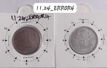 2 RUPEES 2012 HYDERABAD MINT 11 O'CLOCK ROTATION ERROR COIN USED