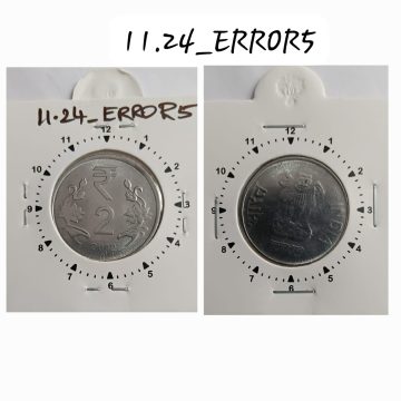 2 RUPEES 2012 HYDERABAD MINT 1 O'CLOCK ROTATION &OFF CENTRE ERROR COIN UNC