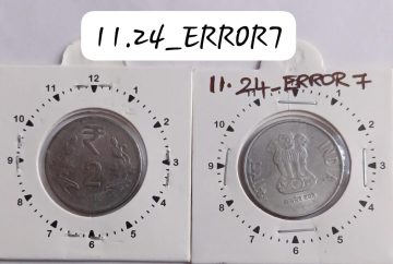 2 RUPEES 2012 KOLKATA MINT 11 O'CLOCK ROTATION ERROR COIN USED