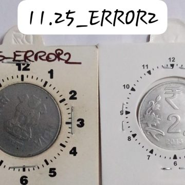 2 RUPEES 2013 NOIDA MINT 1 O'CLOCK ROTATION ERROR COIN USED