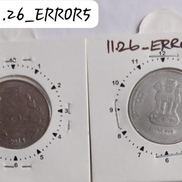2 RUPEES 2014 KOLKATA MINT 12.30 ROTATION ERROR COIN USED
