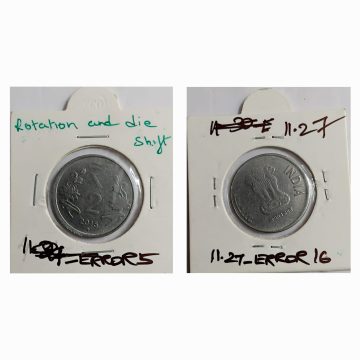 2 RUPEES 2015 HYDERABAD MINT 11.30 ROTATION & OFF CENTRE ERROR COIN USED