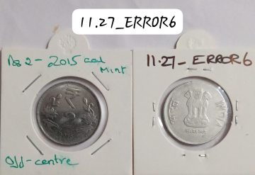 2 RUPEES 2015 KOLKATA MINT OFF CENTRE ERROR COIN USED
