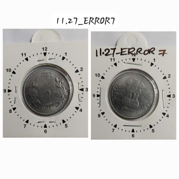 2 RUPEES 2015 KOLKATA MINT 12.30 ROTATION ERROR COIN USED