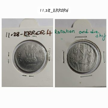 2 RUPEES 2016 HYDERABAD MINT OFF CENTRE ERROR COIN UNC