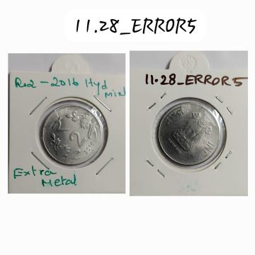 2 RUPEES 2016 HYDERABAD MINT EXTRA METAL ERROR COIN UNC