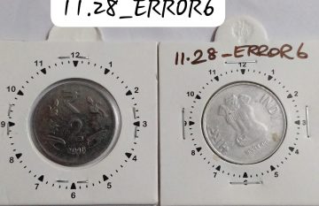 2 RUPEES 2016 NOIDA MINT 11 O' CLOCK ROTATION ERROR COIN UNC