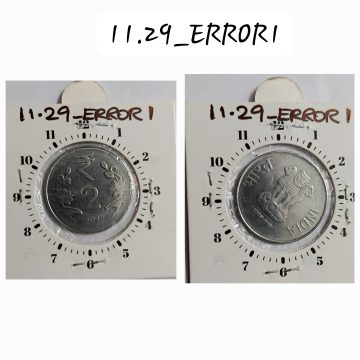 2 RUPEES 2017 KOLKATA MINT 2 O'CLOCK ROTATION ERROR COIN UNC