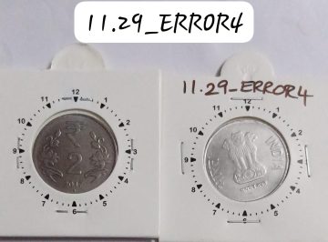 2 RUPEES 2017 HYDERABAD MINT 11 O'CLOCK ROTATION ERROR COIN USED