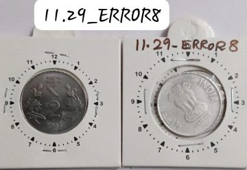 2 RUPEES 2017 NOIDA MINT 11 O'CLOCK ROTATION ERROR COIN USED