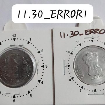 2 RUPEES 2018 HYDERABAD MINT 11 O'CLOCK ROTATION ERROR COIN USED