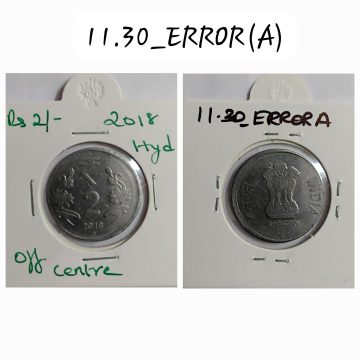 2 RUPEES 2018 HYDERABAD MINT OFF CENTRE ERROR COIN USED