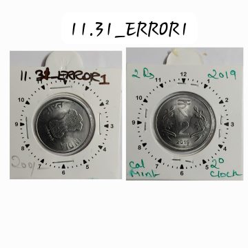 2 RUPEES 2019 KOLKATA MINT 2 O' CLOCK ROTATION ERROR COIN UNC