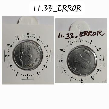 2 RUPEES 2020 NOIDA MINT 10 O'CLOCK ROTATION ERROR COIN UNC