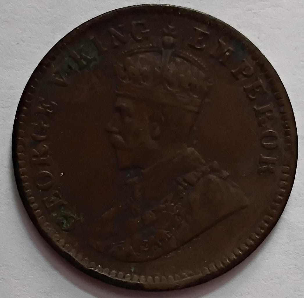 British India Coin GEORGE V-1 QUARTER ANNA 1930 USED (COPPER) - Image 2
