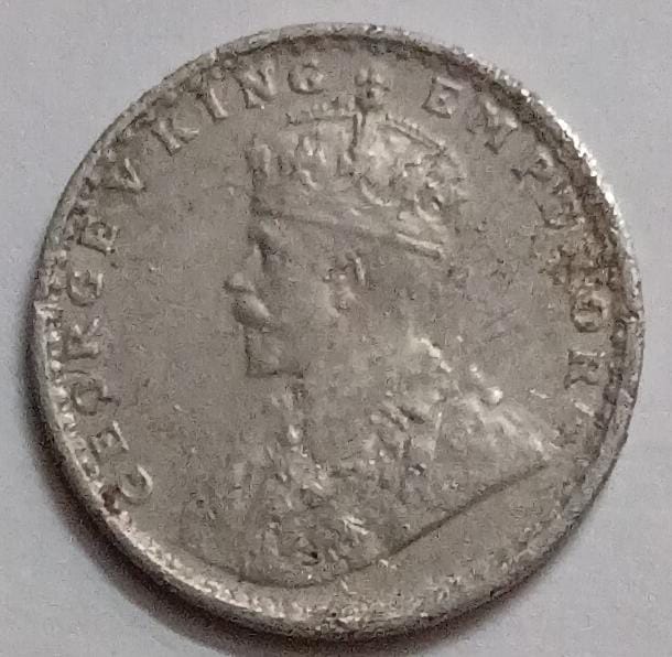 British India Coin George V 2 Annas 1916 Used SILVER Coin - Image 2