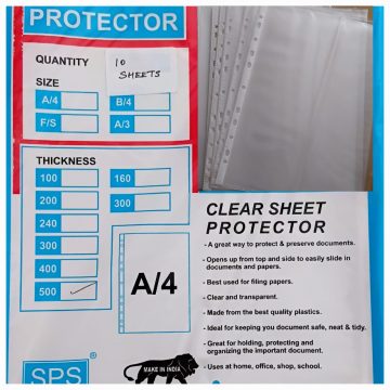 PP CLEAR SHEET PROTECTOR A4 SIZE -10 SHEETS