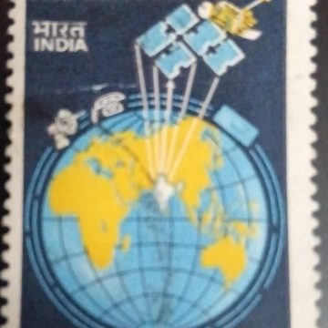 World Communication Year. Communication, Globe, Map, Satellite Rs. 1 Used Stamp