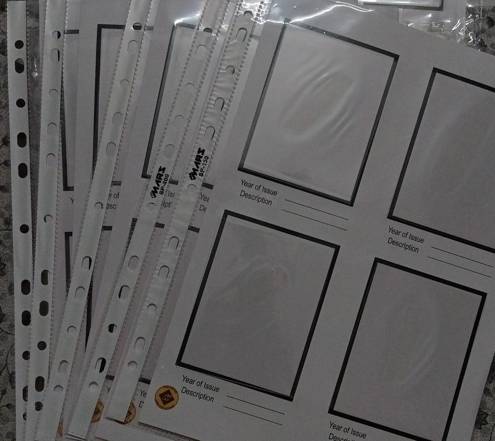 SET OF 5 WHITE REFILLS WITH SHEET PROTECTORS FOR BLK OF 4 STAMPS