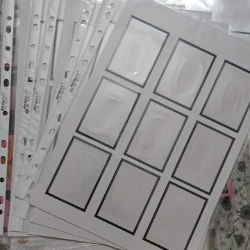 SET OF 5 WHITE REFILLS WITH SHEET PROTECTORS FOR SINGLE STAMPS