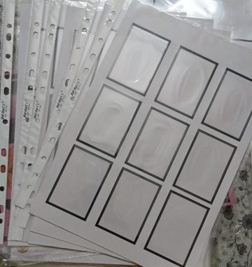 SET OF 5 WHITE REFILLS WITH SHEET PROTECTORS FOR SINGLE STAMPS