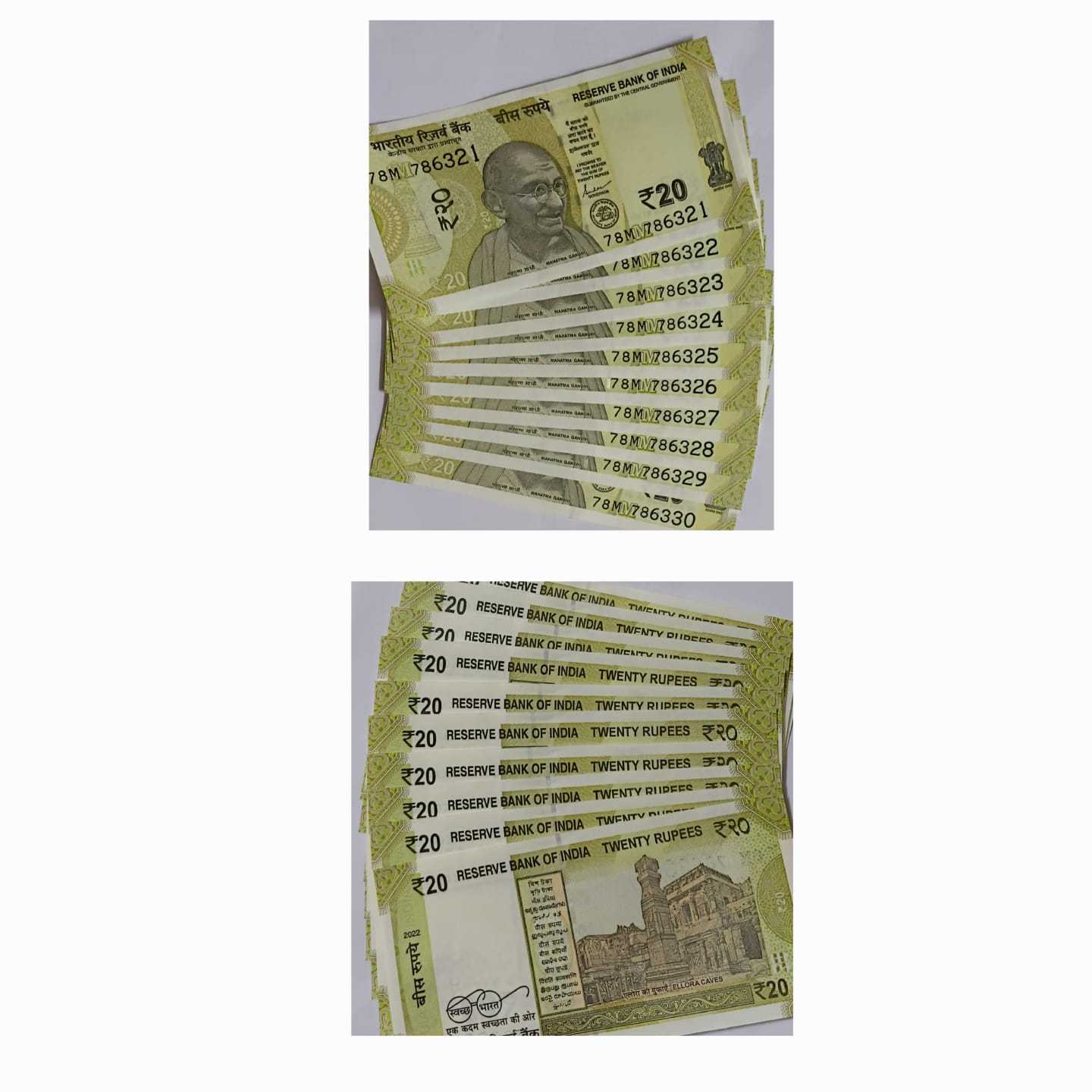 20 Rupees Governor Shakti Kanta Das Star Inset M 2022 UNC 786 SERIES (78 M 786321-78 M 786330) 10 NOTES