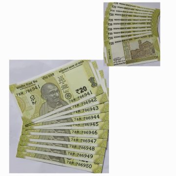 20 Rupees Governor Shakti Kanta Das Star Inset M 2022 UNC 786 SERIES (78 M 786941-78 M 786950) 10 NOTES