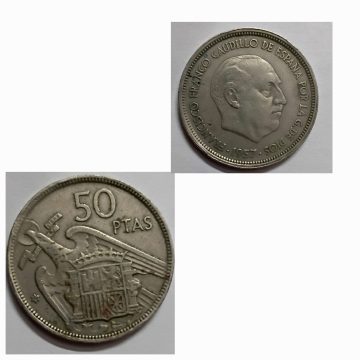 SPAIN 50 PESETA 1957 USED