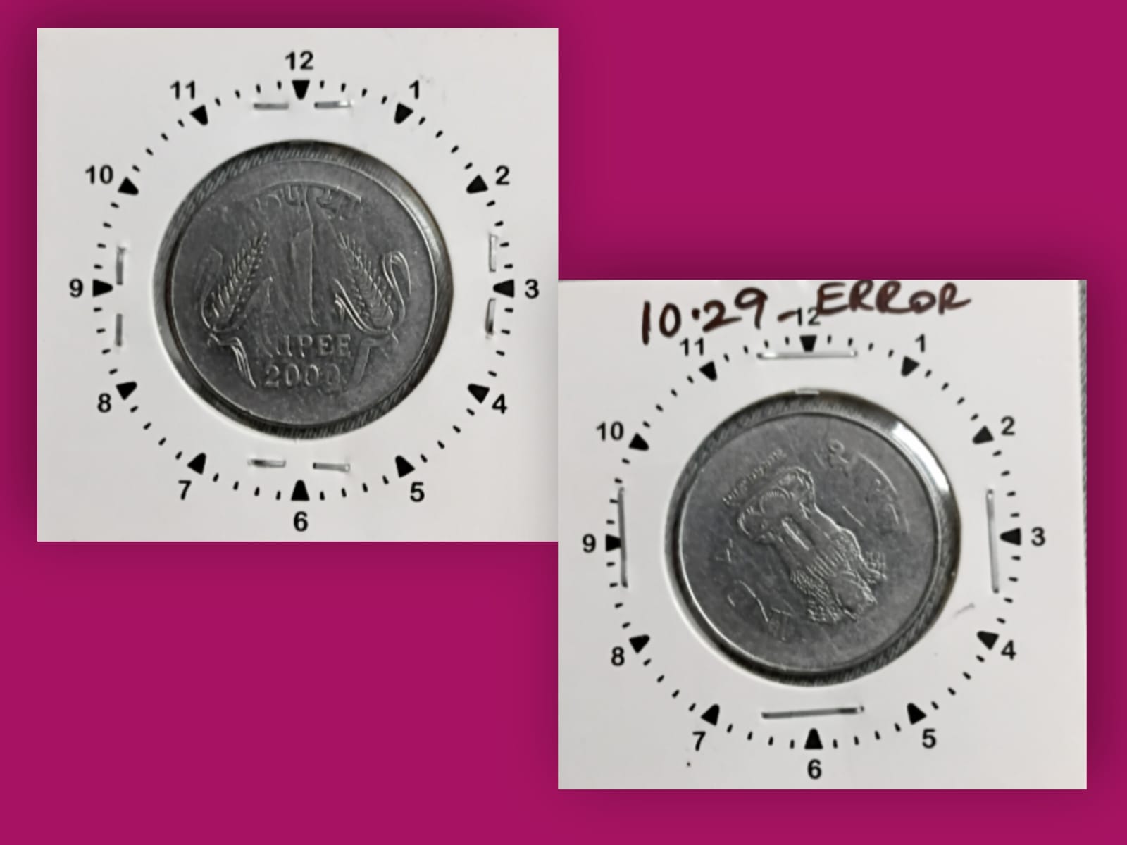 1 RUPEE-1999 CALCUTTA MINT 4.30 ROTATION ERROR COIN USED