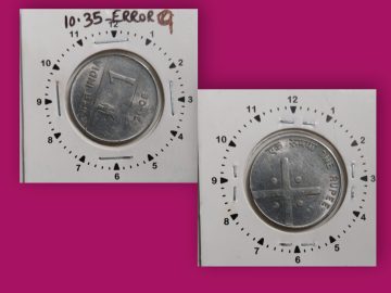 1 RUPEE 2005 CALCUTTA MINT 9.30 ROTATION ERROR COIN USED