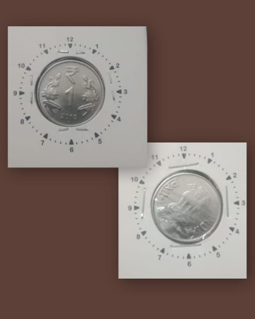 1 RUPEE 2013 NOIDA MINT 2 O' CLOCK ROTATION ERROR COIN UNC