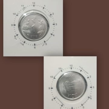 1 RUPEE 2013 NOIDA MINT 2.30 ROTATION ERROR COIN UNC