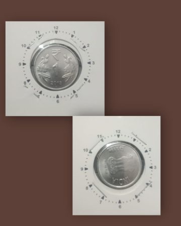 1 RUPEE 2013 NOIDA MINT 2.30 ROTATION ERROR COIN UNC