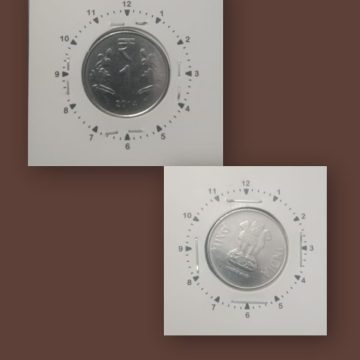 1 RUPEE 2014 NOIDA MINT 1 O' CLOCK ROTATION ERROR COIN UNC