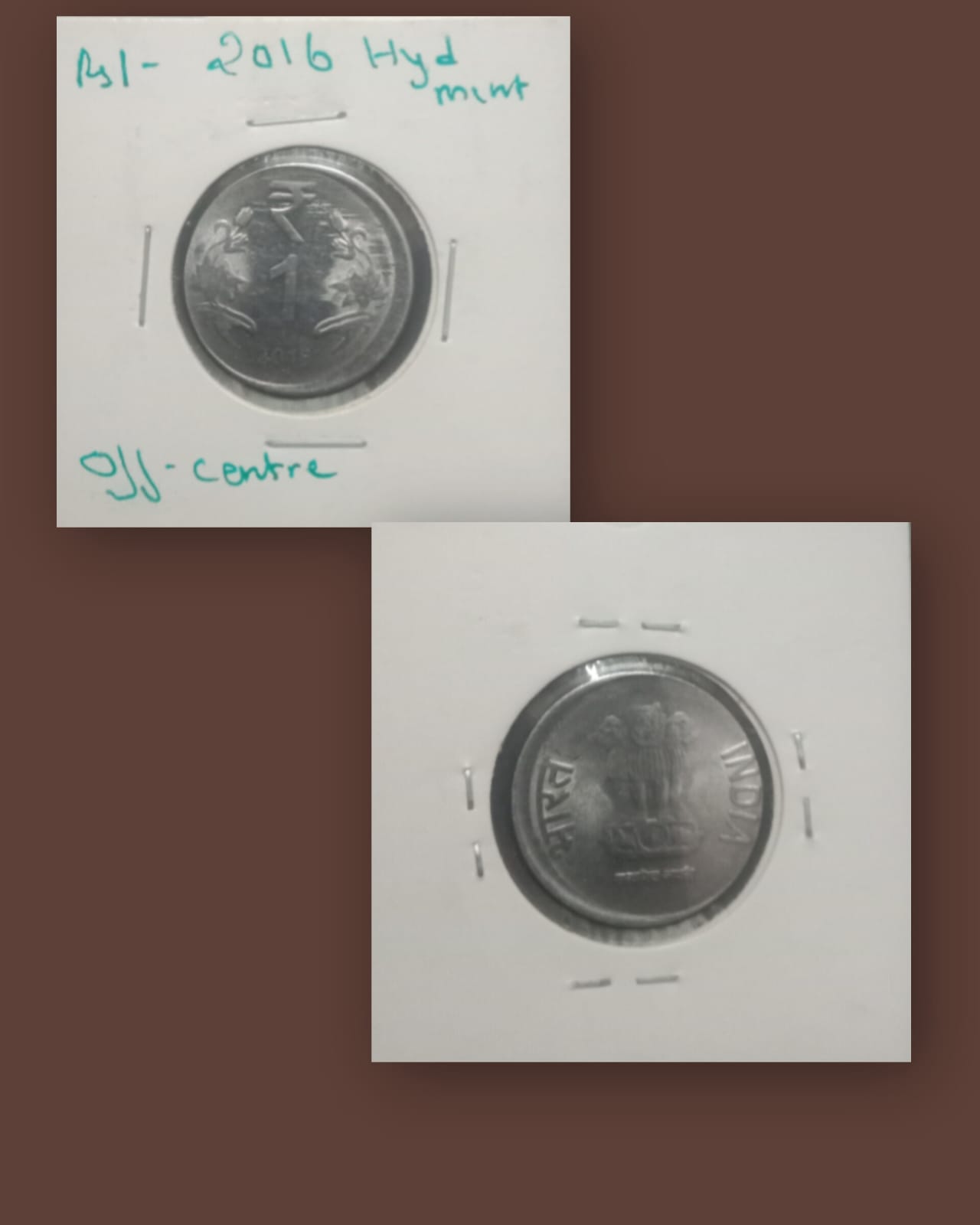 1 RUPEE 2016 HYDERABAD MINT OFF CENTRE ERROR COIN USED