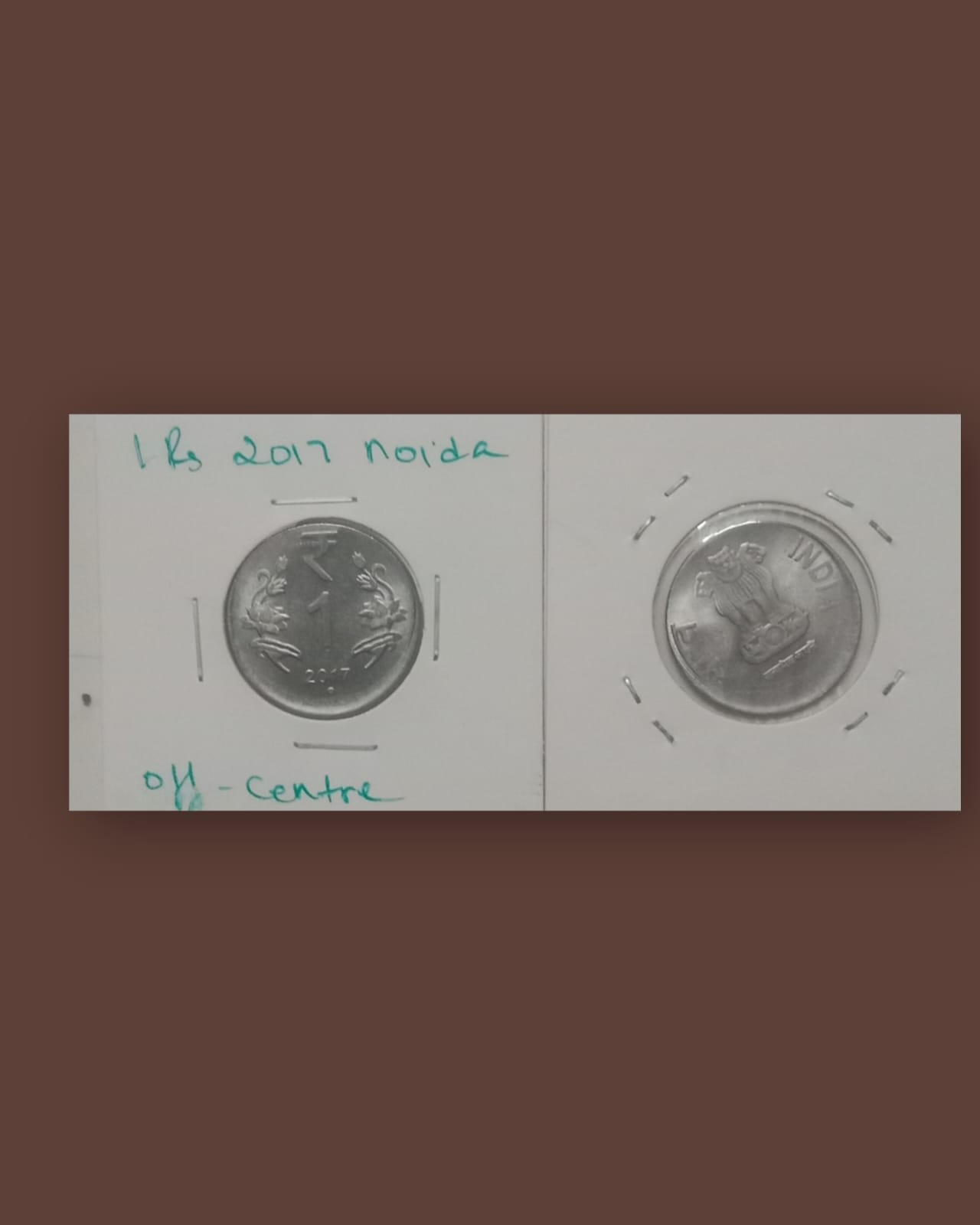 1 RUPEE 2017 NOIDA MINT OFF CENTRE ERROR COIN USED