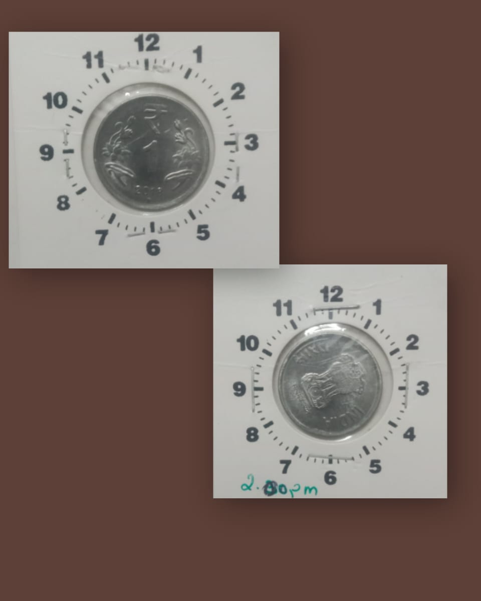1 RUPEE 2018 HYDERABAD MINT 2 O' CLOCK ROTATION ERROR COIN USED