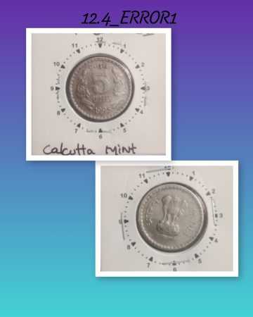 5 RUPEES-1995 CALCUTTA MINT 12.30 ROTATION ERROR COIN USED