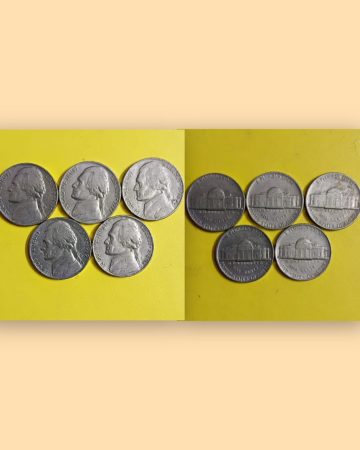 USA 5 CENT 1976-1980 (5 COINS)USED