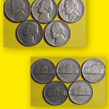 USA 5 CENT 1986-1990 (5 COINS)USED