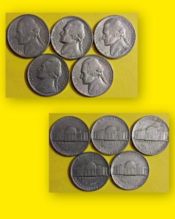 USA 5 CENT 1986-1990 (5 COINS)USED
