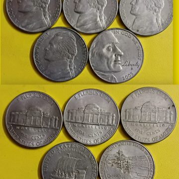 USA 5 CENT 2011-2015 (5 COINS)USED
