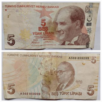 Turkey Currency 5 Bes Turk Lirasi 1993 Used