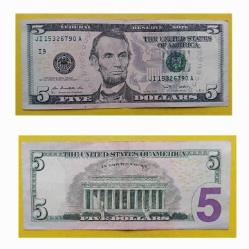 The United States of America Currency 5 Dollars 2009 Used
