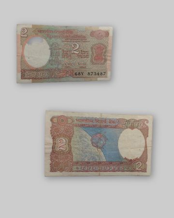 2 Rupees note Governor R.N.MALHOTRA Plain Inset (1985-1990) USED