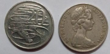 AUSTRALIA 20 CENTS 1974  USED  COIN