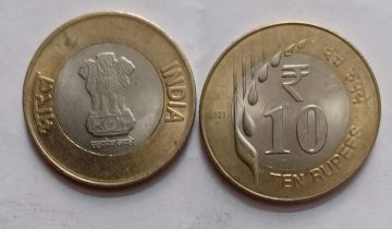 10 RUPEES-2021 RAINDROPS USED COIN